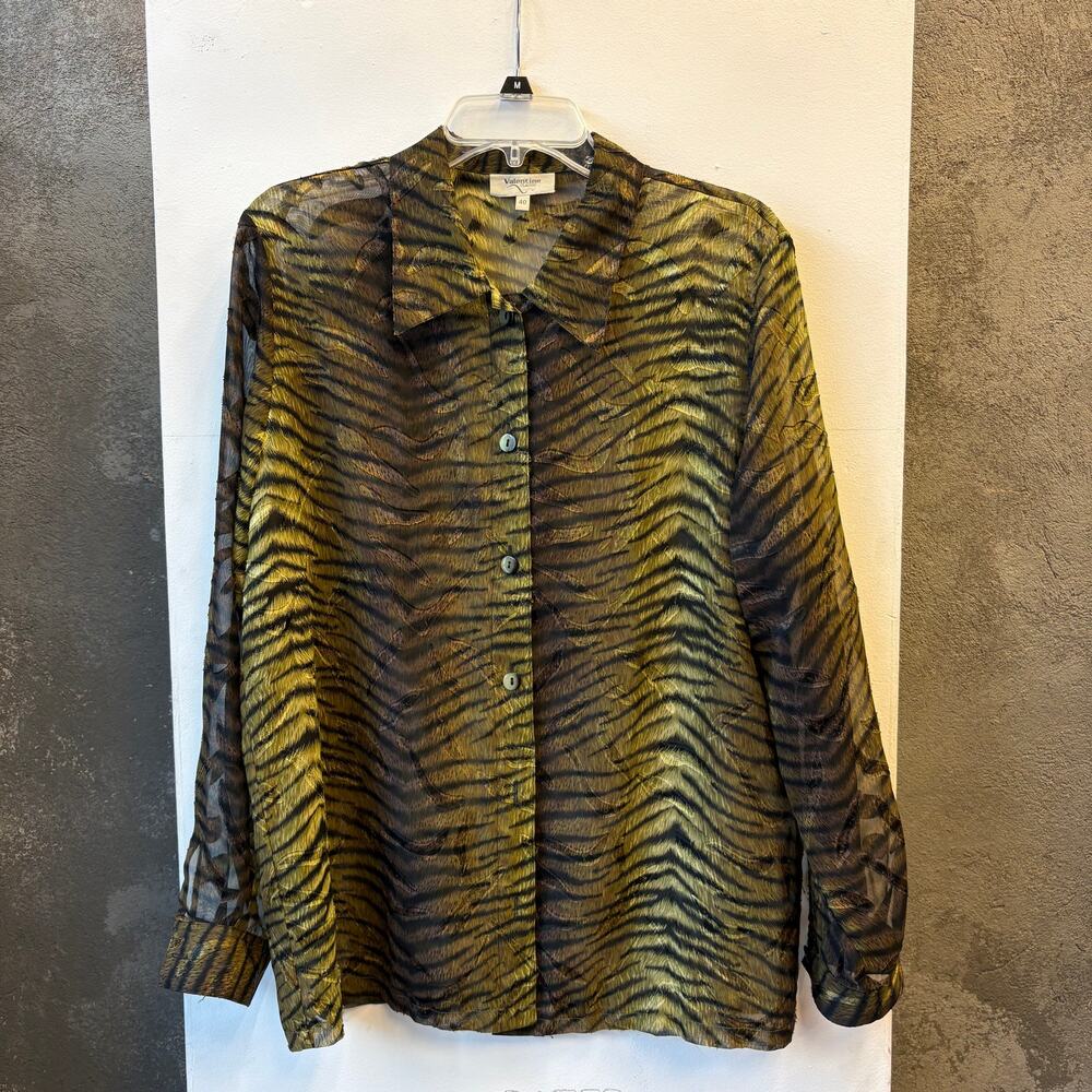 Valentine Classic Vintage Green Zebra Blouse